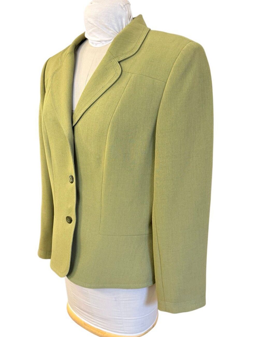 Le Suit Celery Green 3-Button Lined Blazer Set In Waist Sz. 14 Career Profession - Picture 8 of 13